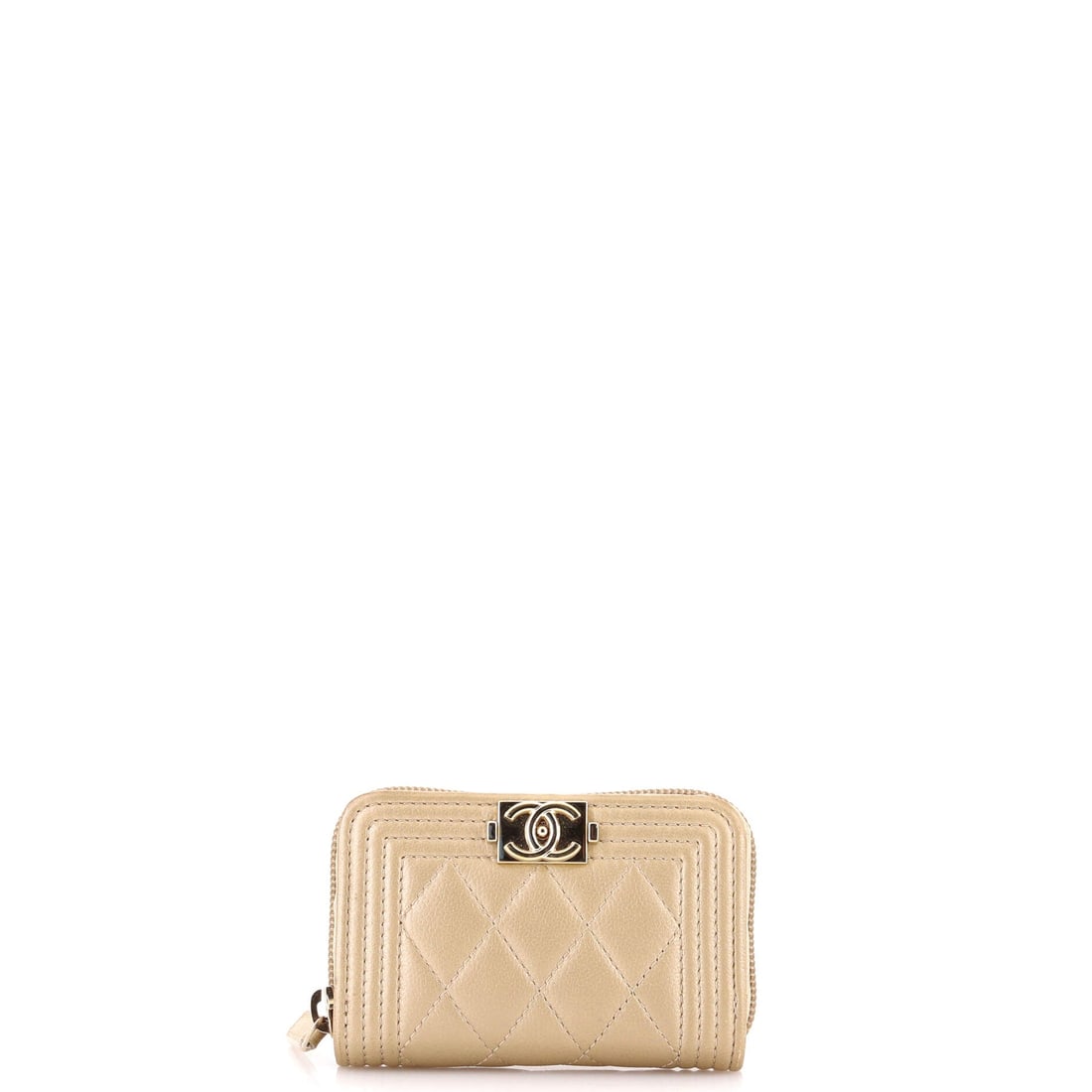 Chanel Boy Zip Coin Purse Quilted Calfskin Small: Chanel's Boy Zip Coin Purse arrives as a soft-hand pouch from the house's leather-goods library, polished enough to read as deliberate at any scale. Built in Quilted Calfskin, the silhouette reads as 