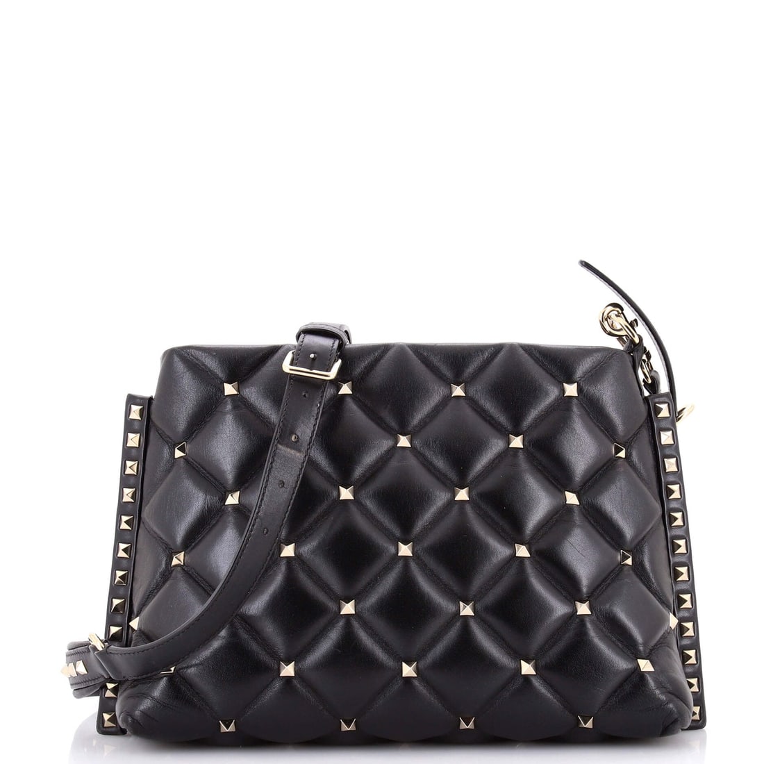 Valentino Garavani Candystud Messenger Bag Leather Large: This Valentino Garavani Candystud Messenger Bag arrives through Maison de Beaubigonne's trade channel with the silhouette the house treats as a fixture in its core lineup. The make is in Leather, a ch