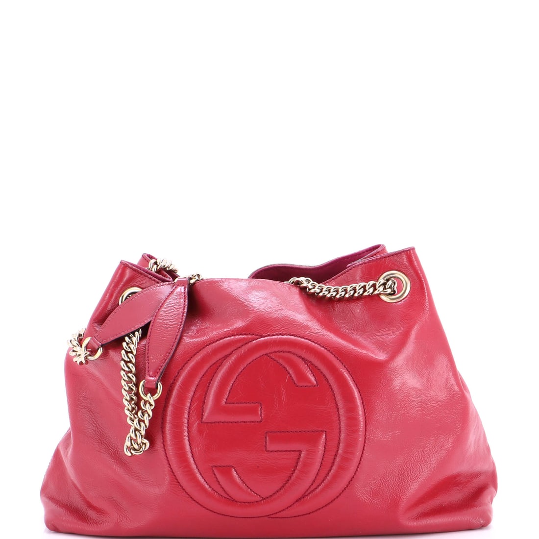 Gucci Soho Chain Strap Shoulder Bag Patent Medium: The Soho Chain Strap Shoulder Bag from Gucci reads as a thoughtful piece of bag-making, with construction that prioritizes posture and proportion over noise. Cut in Patent, it has the considered hand 