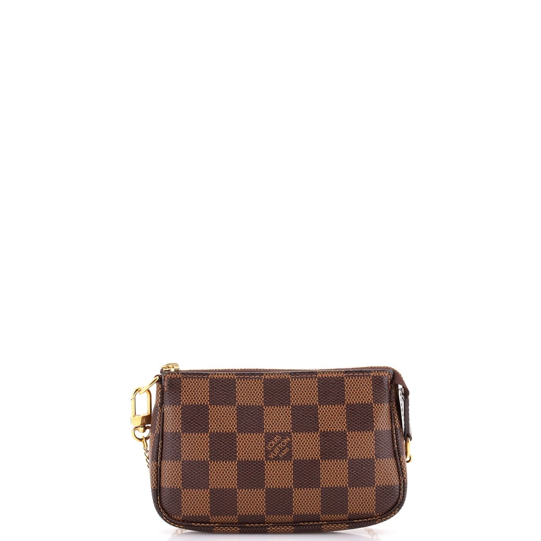 Louis Vuitton Pochette Accessoires Damier Mini: Within Louis Vuitton's catalog, the Pochette Accessoires occupies the territory between everyday tote and editorial carry. The leatherwork is in the Damier coated canvas, Vuitton's checkerboard patter