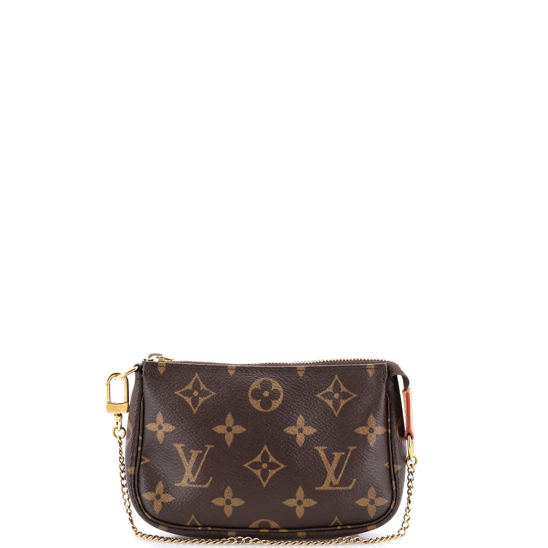 Louis Vuitton Pochette Accessoires Monogram Canvas Mini: The Louis Vuitton Pochette Accessoires carries a stance the maison has refined across many iterations into something instantly recognizable. The leatherwork is in Monogram coated canvas, the house's s