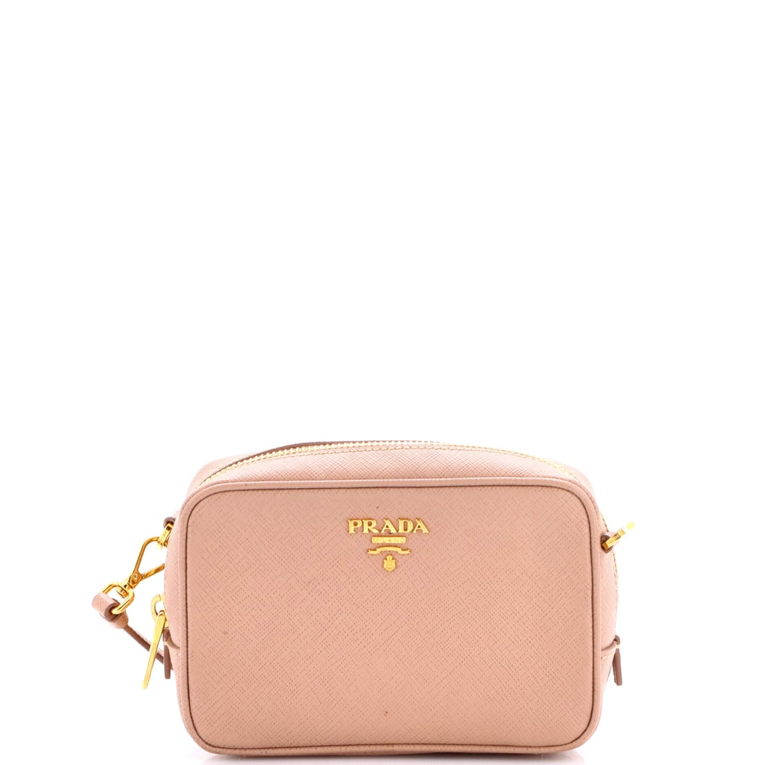 Prada Zip Crossbody Bag Saffiano Leather Mini: Prada's Zip Crossbody Bag steps in with the considered architecture the maison saves for its most carried house bags. Construction sits in Saffiano, Prada's cross-hatched scratch-resistant calfskin, a