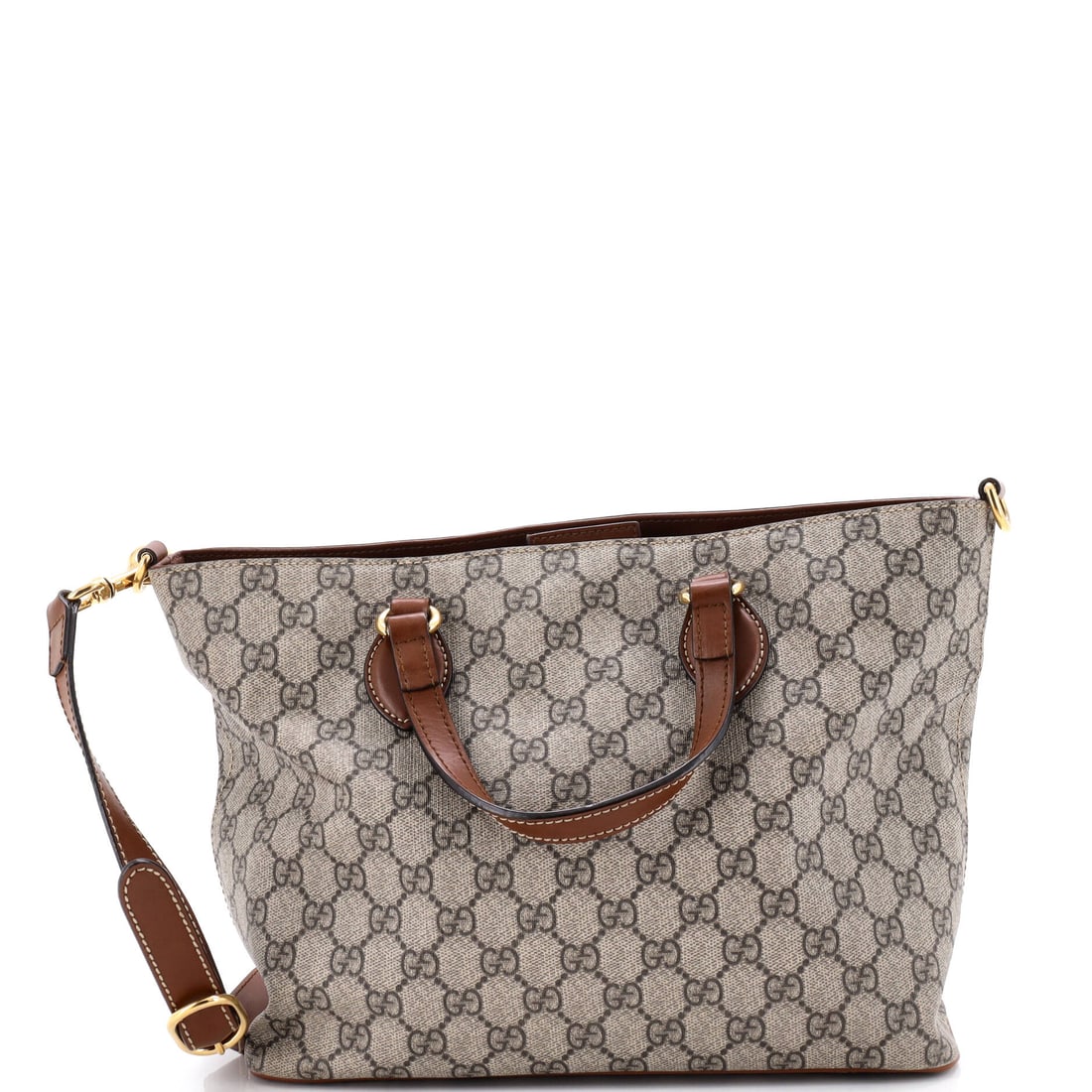 Gucci Convertible Soft Tote GG Coated Canvas with Leather Small: The Convertible Soft Tote from Gucci reads as a thoughtful piece of bag-making, with construction that prioritizes posture and proportion over noise. Worked in GG Coated Canvas with Leather, the