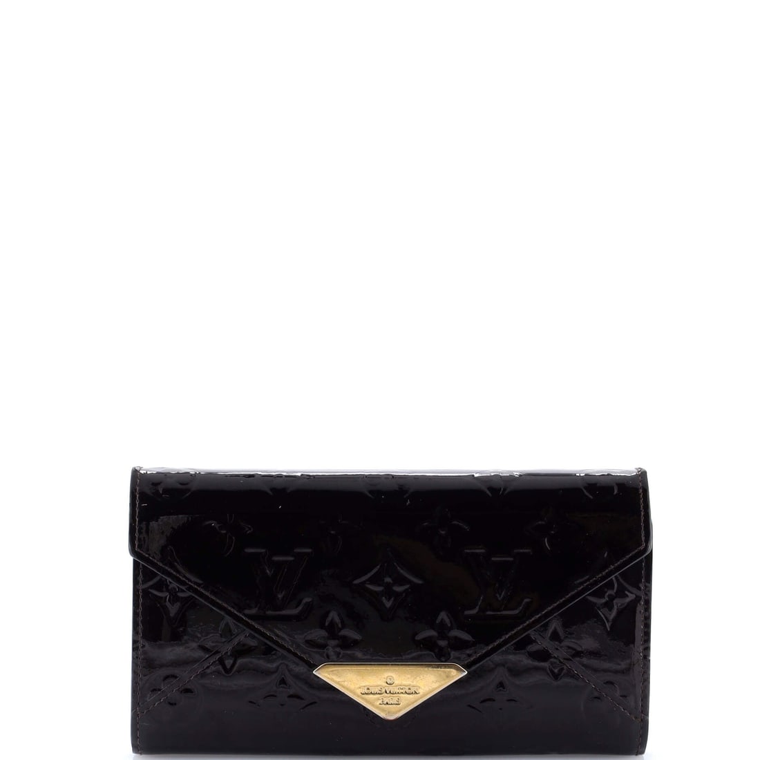 Louis Vuitton Mira Chain Clutch Monogram Vernis: The Mira Chain Clutch from Louis Vuitton reads as a thoughtful piece of bag-making, with construction that prioritizes posture and proportion over noise. The build is in the Monogram coated canvas, th