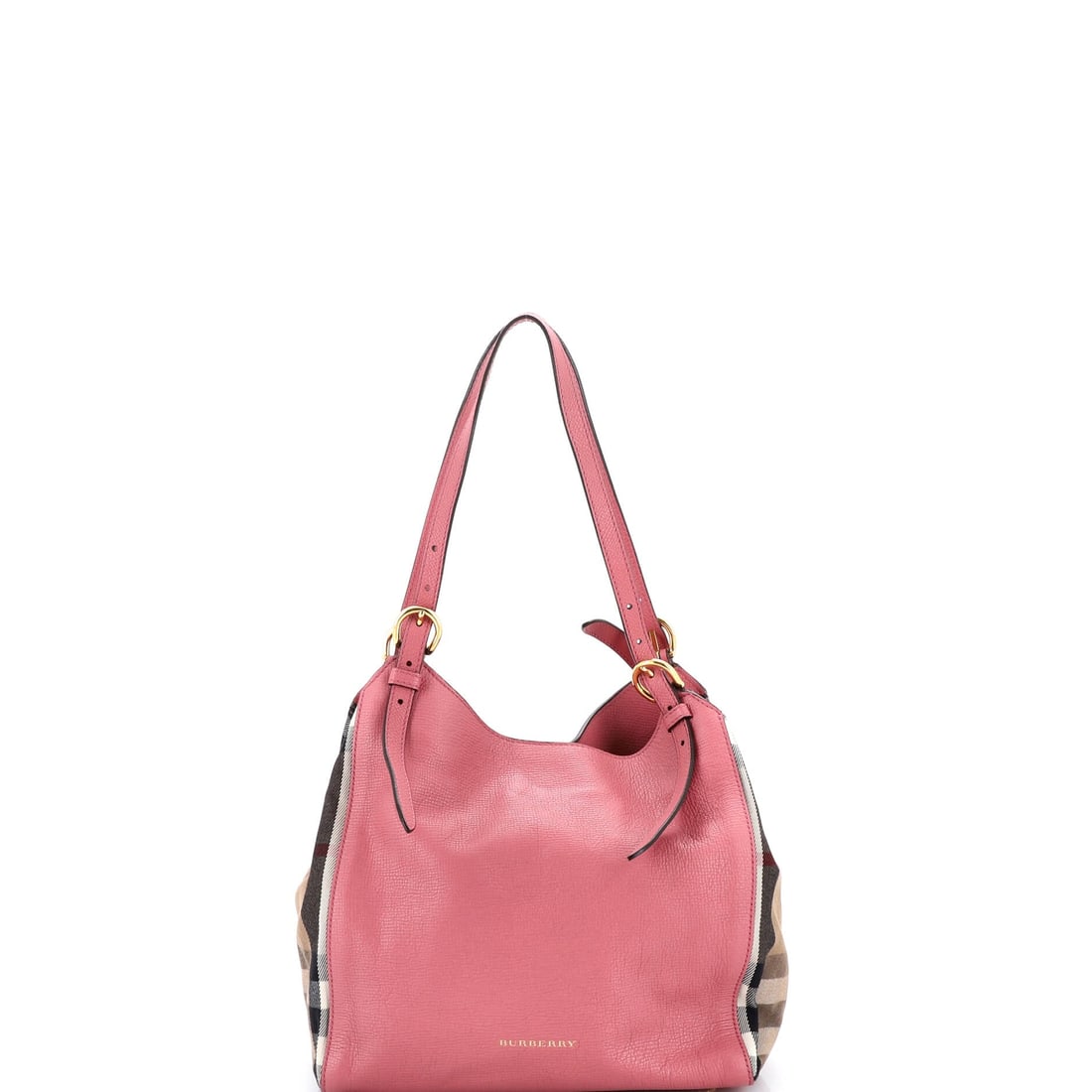 Burberry Canterbury Tote Leather and House Check Canvas Small: Burberry built the Canterbury Tote as a piece that holds its own in a wardrobe rather than competing with it. Worked in Leather and House Check Canvas, the surface carries a measured, well-bred polish