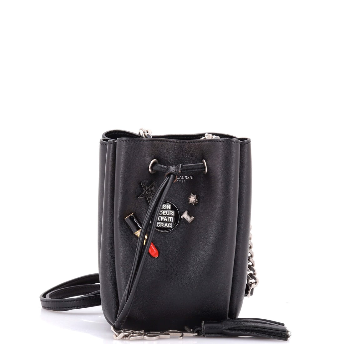 Saint Laurent Monogram Bourse Bucket Bag Embellished Leather Mini (1 of 6)