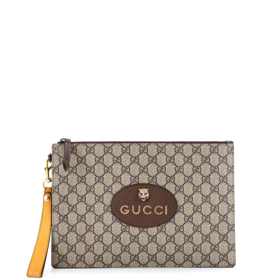 Gucci Neo Vintage Wristlet Pouch GG Coated Canvas: The Neo Vintage Wristlet Pouch is one of Gucci's most translatable silhouettes, a piece that adjusts to its wearer rather than the other way around. Worked in GG Coated Canvas, the surface carries a m