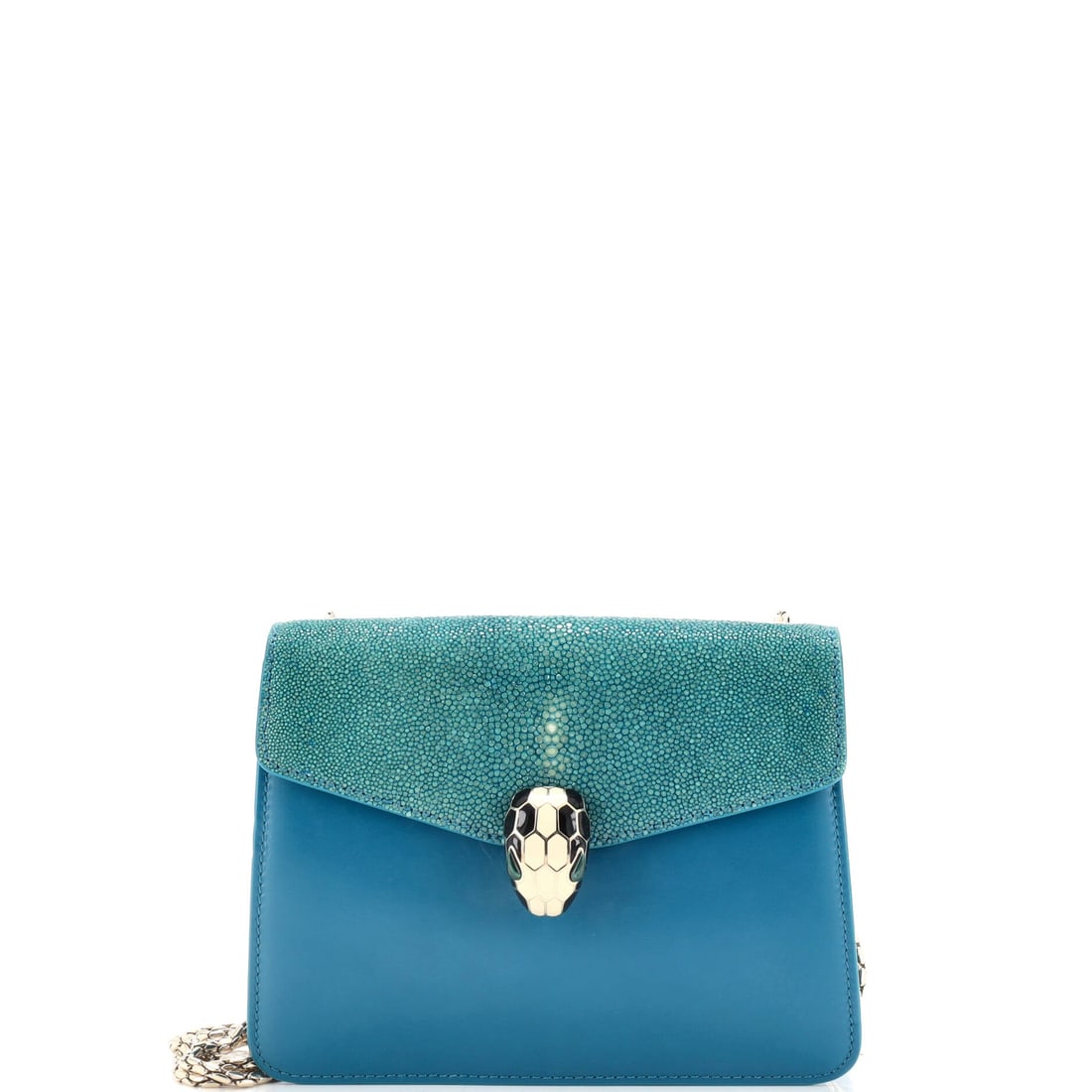 Bvlgari Serpenti Forever Square Shoulder Bag Leather and Stingray Small: Bvlgari's Serpenti Forever Square Shoulder Bag arrives as a model whose silhouette has held its place in the conversation for reasons that are easy to see at a glance. The build sits in Leather and St