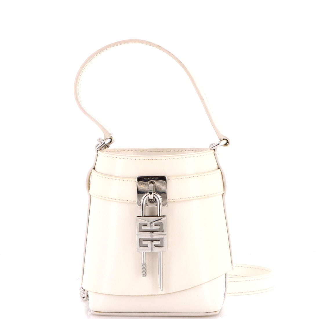 Givenchy GV Shark Lock Bucket Bag Leather Micro: A Givenchy GV Shark Lock Bucket Bag in this configuration carries the proportions that have made the model a steady fixture in collector rotations. The make is in Leather, a choice that gives the piec