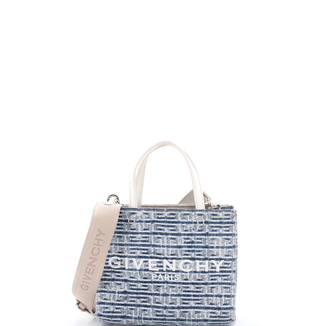Givenchy G-Tote 4G Denim Mini: From the Givenchy archive, the G-Tote carries the kind of architecture that translates clearly across daytime, travel, and evening rotation. Worked in 4G Denim, the surface carries a measured, well-br