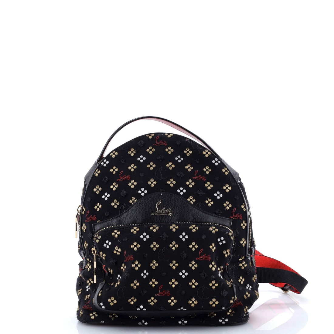 Christian Louboutin Backloubi Backpack Embroidered Canvas Small: Christian Louboutin's Backloubi Backpack steps in with the considered architecture the maison saves for its most carried house bags. The build sits in Embroidered Canvas, finished to the standard that