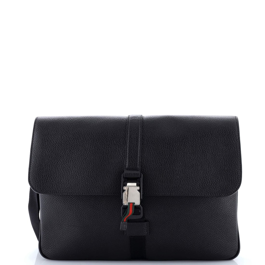 Gucci Web Buckle Wristlet Briefcase Leather: The Web Buckle Wristlet Briefcase from Gucci reads as a thoughtful piece of bag-making, with construction that prioritizes posture and proportion over noise. Worked in Leather, the surface carries a m