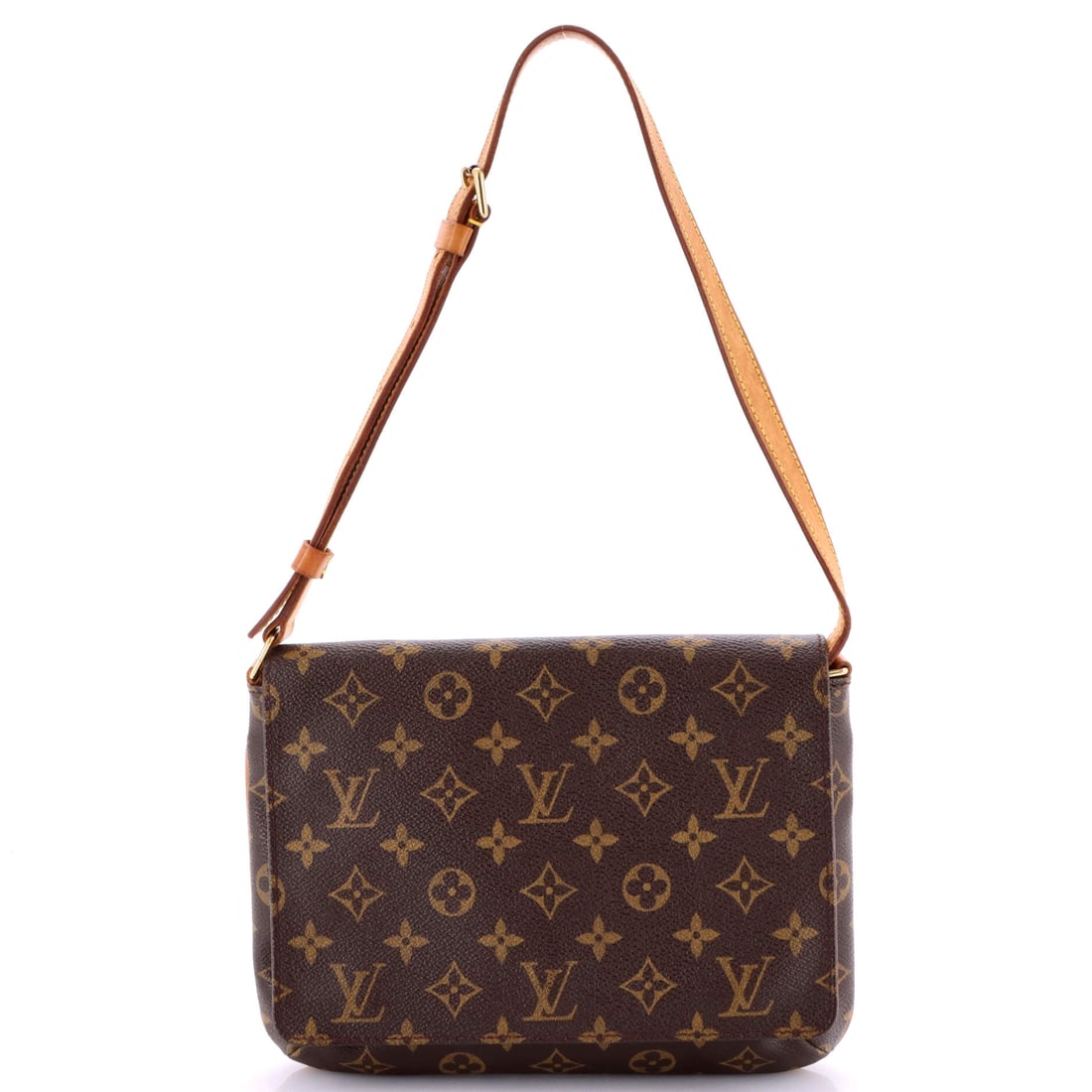 Louis Vuitton Musette Tango Handbag Monogram Canvas: Presented here, the Louis Vuitton Musette Tango Handbag arrives with the proportions and stance that the house refined into a recognizable signature. It is finished in Monogram coated canvas, the hous