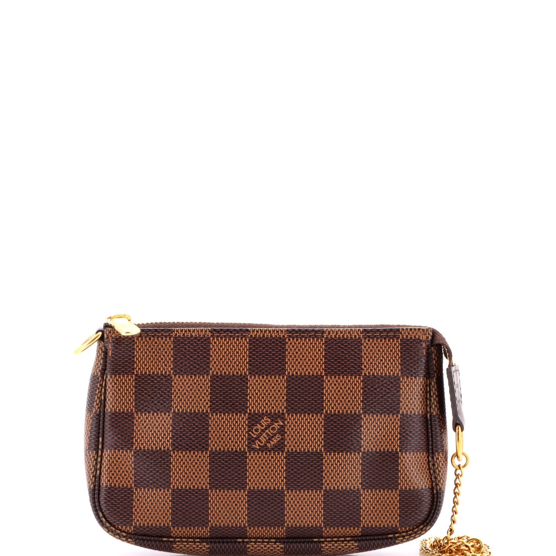 Louis Vuitton Pochette Accessoires Damier Mini: The Pochette Accessoires sits in Louis Vuitton's most quietly confident silhouette family, where line and weight do the talking. Construction sits in the Damier coated canvas, Vuitton's checkerboard p