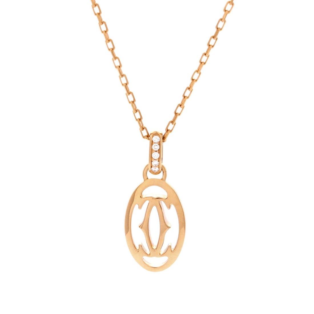 Cartier Double C de Cartier Pendant Necklace 18K Rose Gold with Diamonds (1 of 4)