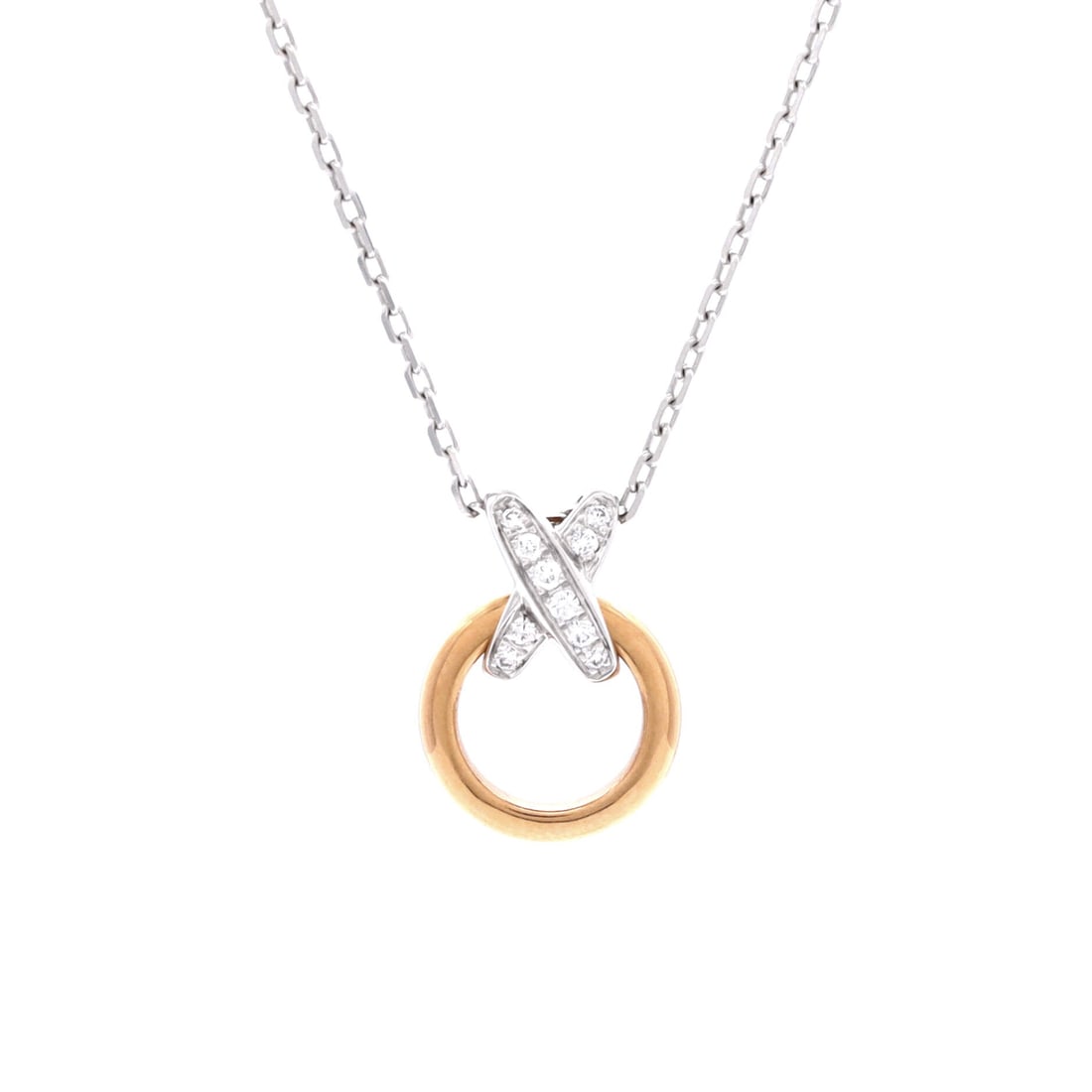 Chaumet Jeux de Liens Circle Pendant Necklace 18K Rose Gold and 18K White Gold with Diamonds (1 of 3)