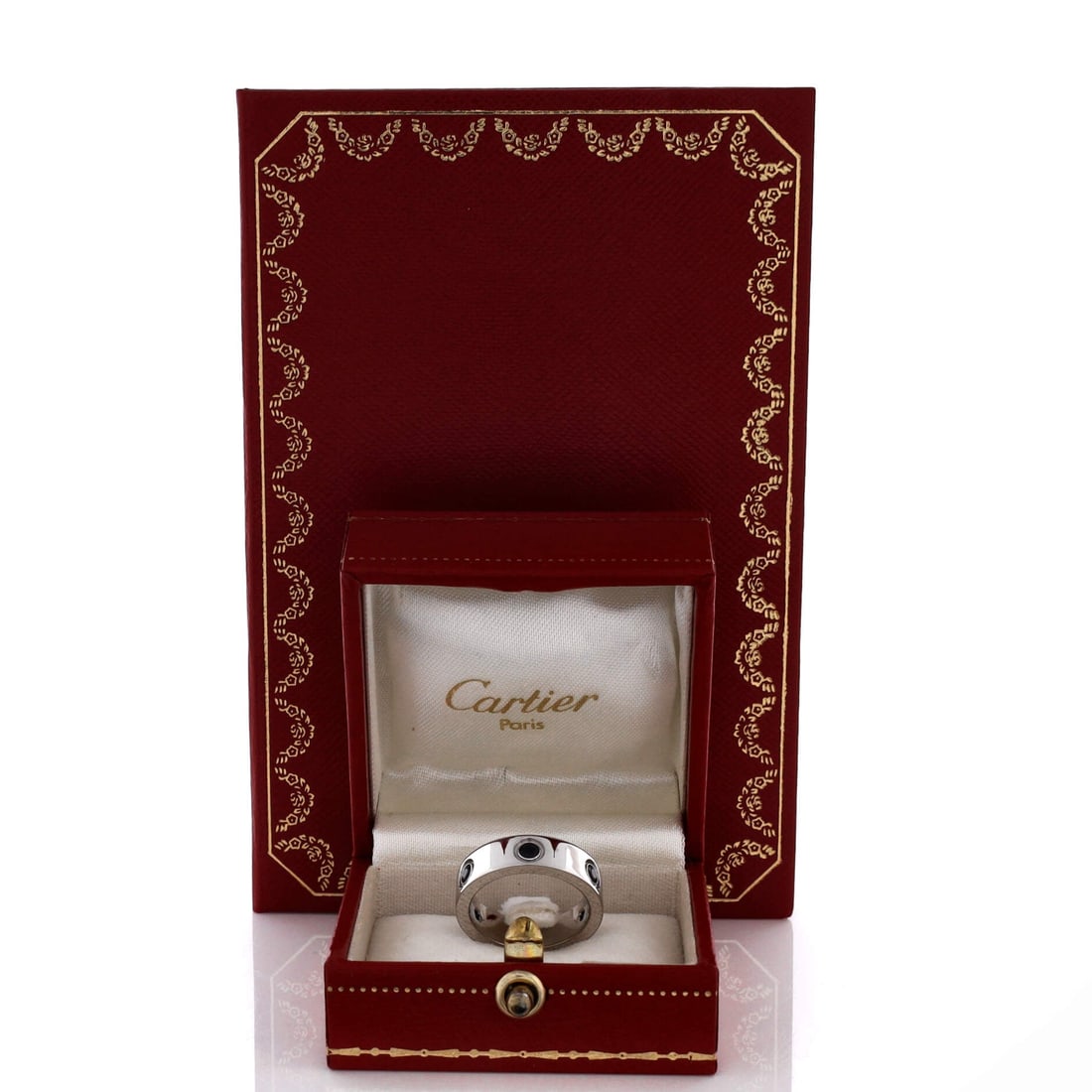 Cartier Love 6 Stone Band Ring 18K White Gold with Black Sapphires Narrow (1 of 3)
