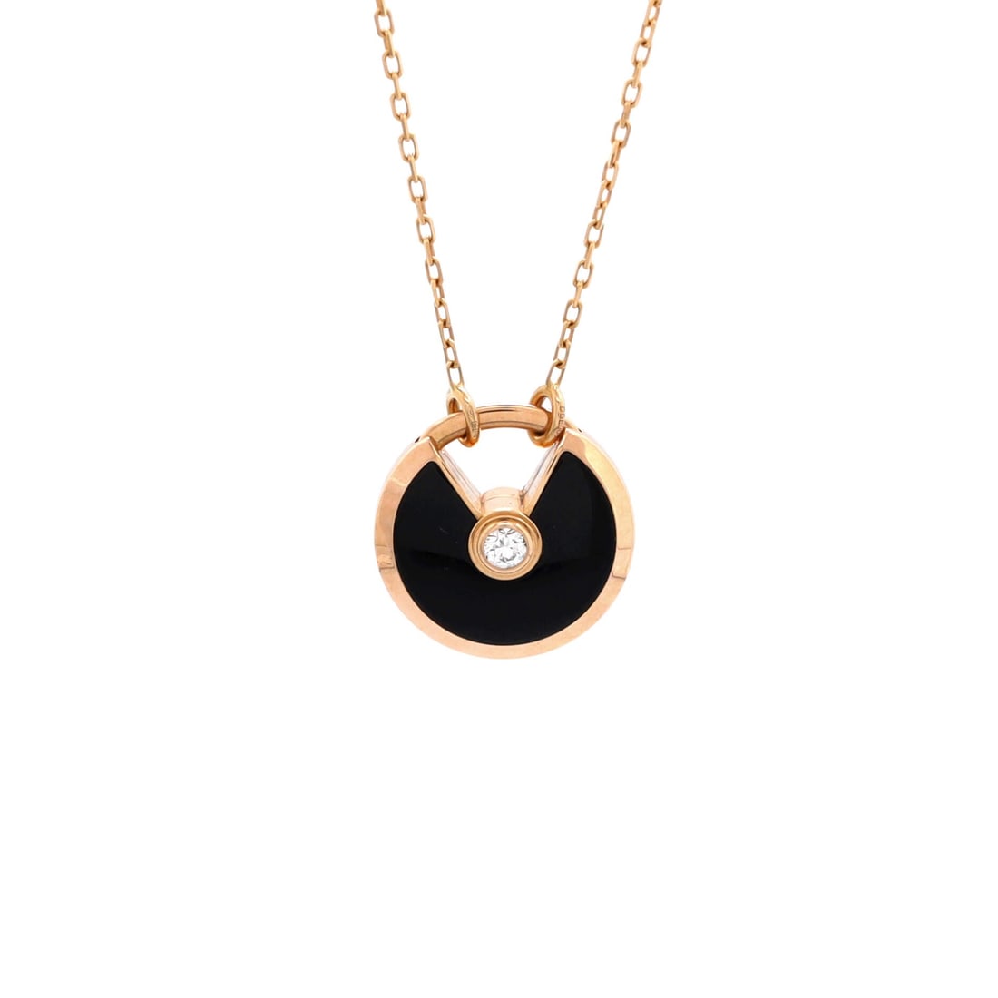 Cartier Amulette de Cartier Pendant Necklace 18K Rose Gold with Onyx and Diamond Small (1 of 4)