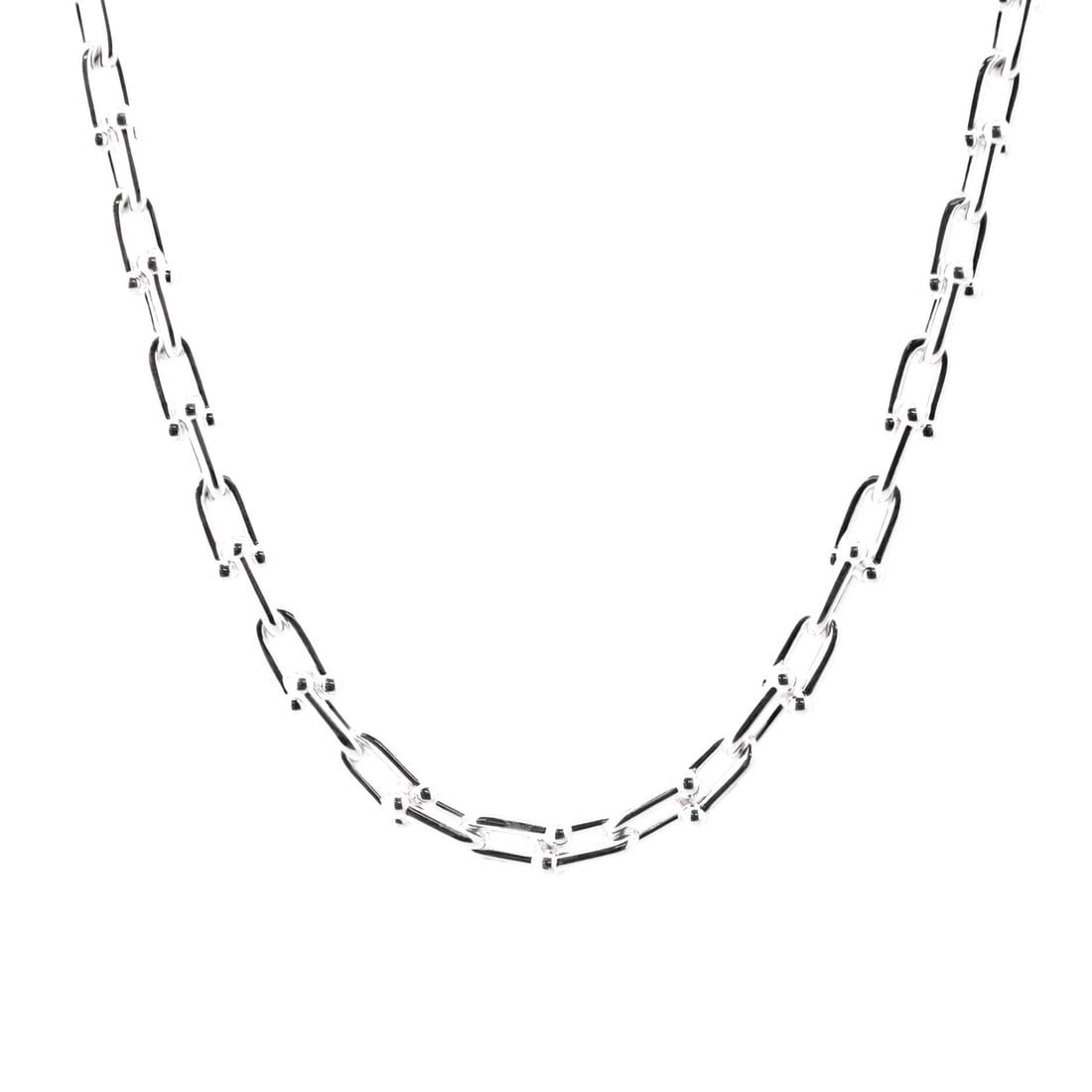 Tiffany & Co. HardWear Link Necklace Sterling Silver Small: Worked in sterling silver, the Tiffany & Co. HardWear Link Necklace positions its centerpiece exactly where the eye lands first. Worked in Sterling Silver. The drop sits exactly at the spot a thoughtf