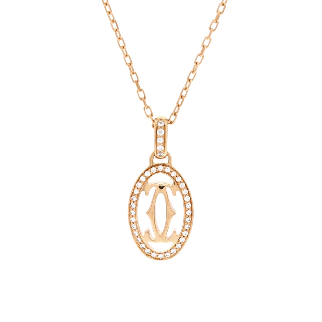 Cartier Double C de Cartier Pendant Necklace 18K Rose Gold and Diamonds (1 of 3)