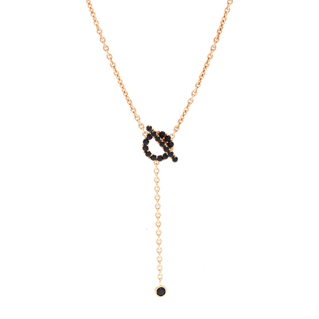 Hermes Finesse Lariat Pendant Necklace 18K Rose Gold and Black Spinels (1 of 3)