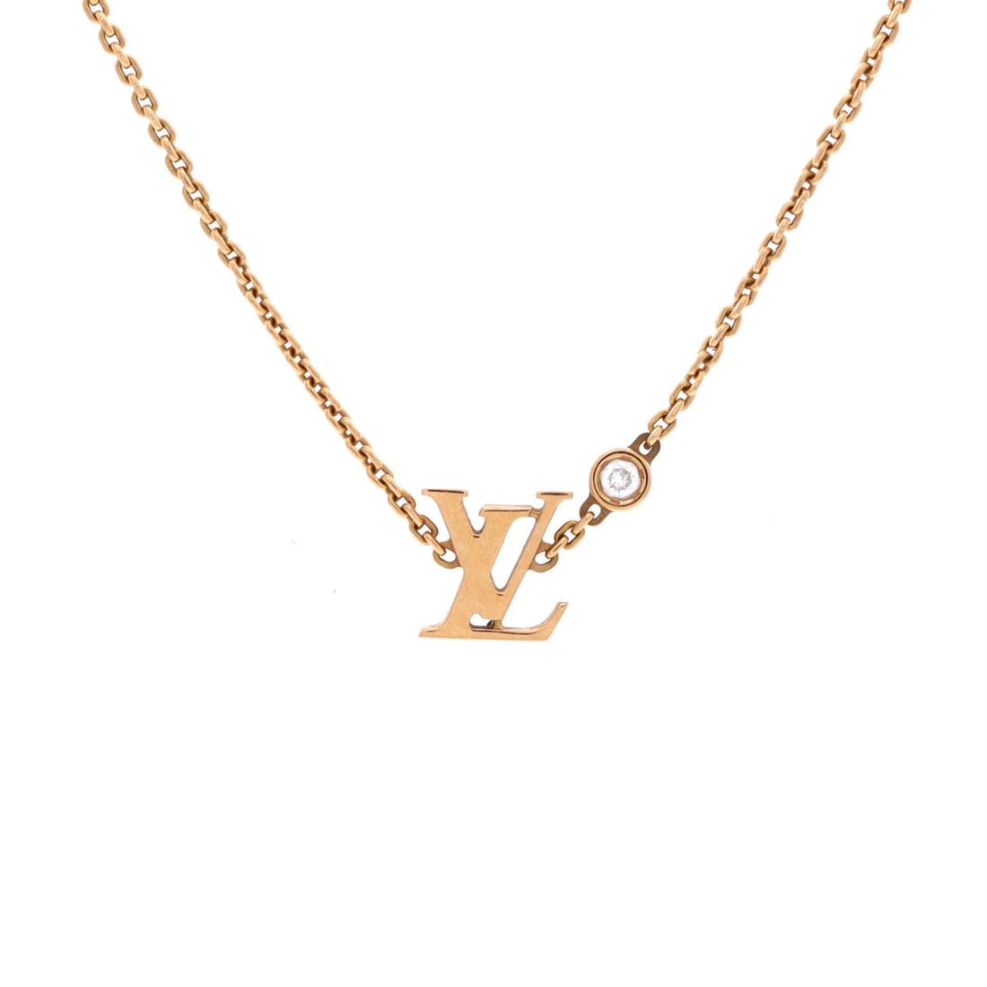 Louis Vuitton Idylle Blossom LV Pendant Necklace 18K Rose Gold with Diamond: Layered to wear, the Louis Vuitton Idylle Blossom LV Pendant Necklace reads with the kind of clean line that holds attention without raising its voice. Worked in 18K Rose Gold with Diamond. Its
