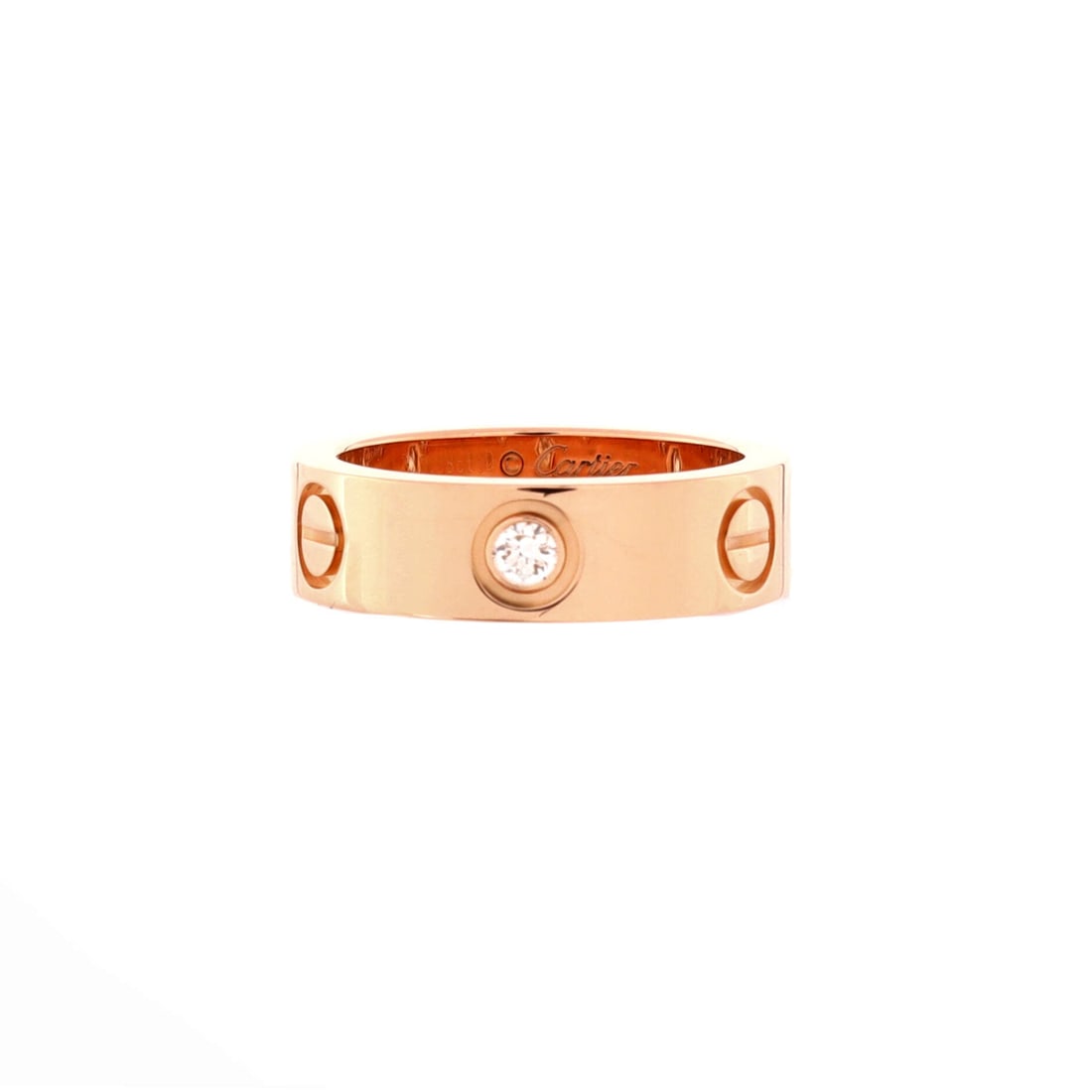 Cartier Love 3 Diamonds Band Ring 18K Rose Gold with Diamonds 5.25-50: Band-confident, the Cartier Love 3 Diamonds Band Ring carries house-signature confidence. Worked in 18K Rose Gold with Diamonds. Mass-wise it lands in the comfortable mid-weight band that wears every