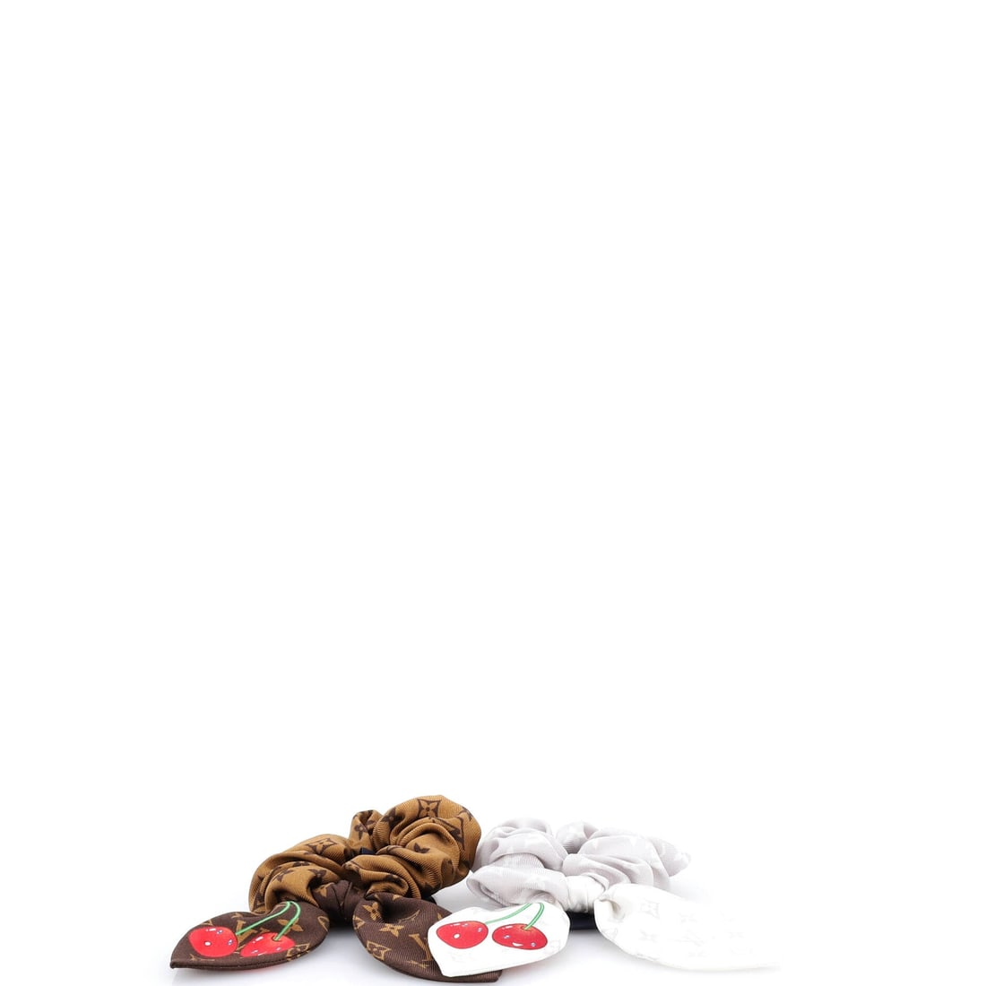 Louis Vuitton x Takashi Murakami Scrunchies 2-Piece Set Limited Edition Monogram Cerises Silk: Set in Print, Red, the Louis Vuitton x Takashi Murakami Scrunchies 2-Piece Set reads as a deliberate finishing detail rather than an afterthought. Worked in Limited Edition Monogram Cerises Silk. Its