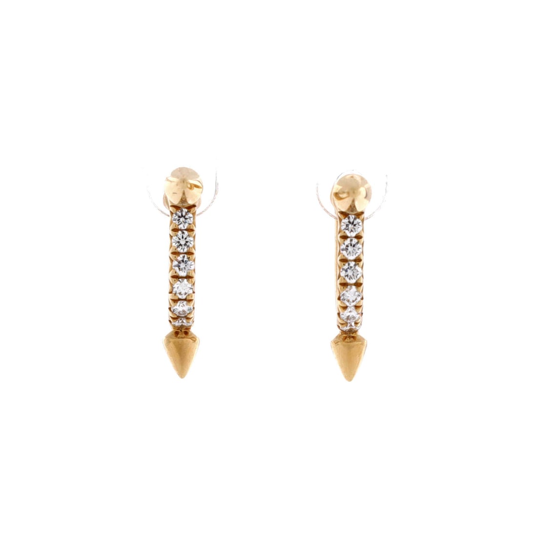 Tiffany & Co. x Pharrell Williams Titan Earrings 18K Yellow Gold with Half Pave Diamonds Small: Drawn in yellow gold, the Tiffany & Co. x Pharrell Williams Titan Earrings reads as both ornament and quiet emblem. Worked in 18K Yellow Gold with Half Pave Diamonds. The drop sits exactly at the spot