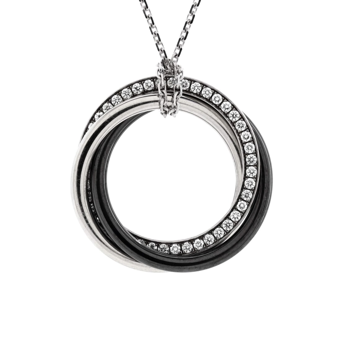 Cartier Trinity Pendant Necklace 18K White Gold with Diamonds and Ceramic Small (1 of 3)
