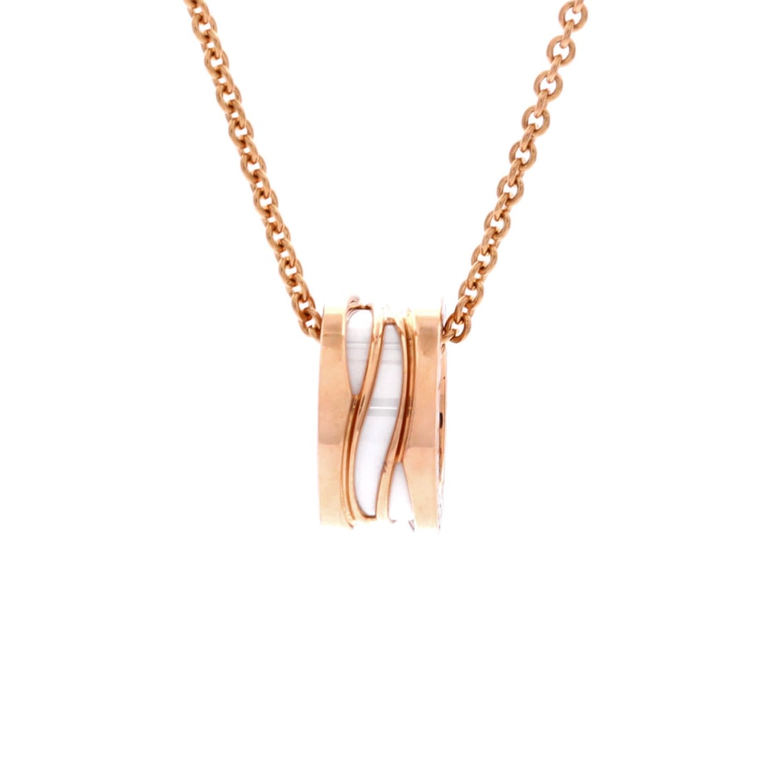Bvlgari B.Zero1 Design Legend Zaha Hadid Pendant Necklace 18K Rose Gold with Ceramic (1 of 4)