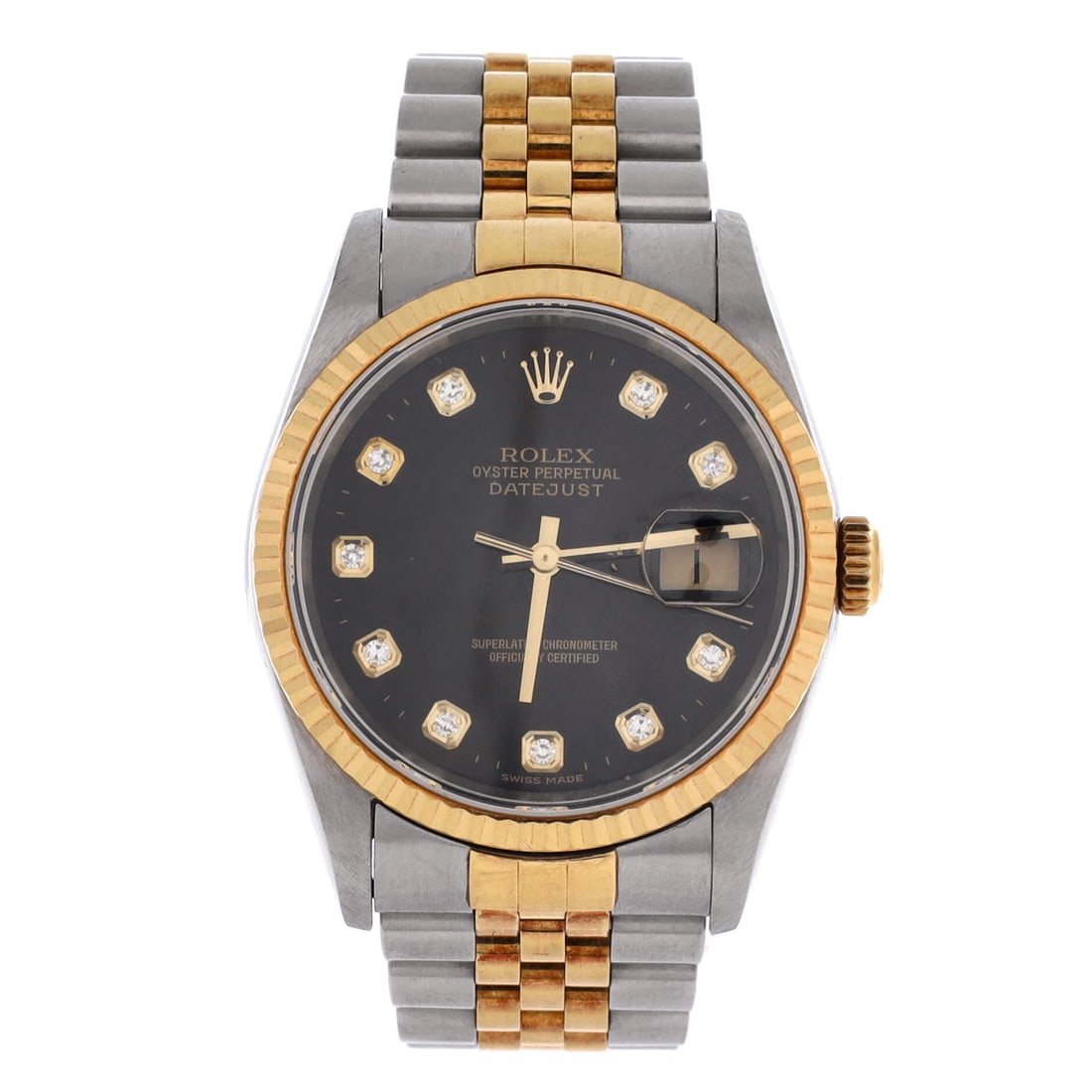Rolex Oyster Perpetual Datejust Automatic Watch 36: Case-architected, the Rolex Oyster Perpetual Datejust Automatic Watch pairs a measured case profile with the kind of bracelet articulation that holds the wrist comfortably. Worked in Stainless Steel a