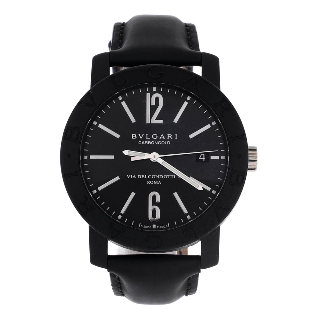 Bvlgari Bvlgari Via Dei Condotti 10 Automatic Watch Carbon and Leather 40: House-polished, the Bvlgari Bvlgari Via Dei Condotti 10 Automatic Watch pairs a measured case profile with the kind of bracelet articulation that holds the wrist comfortably. Worked in Carbon and Leat