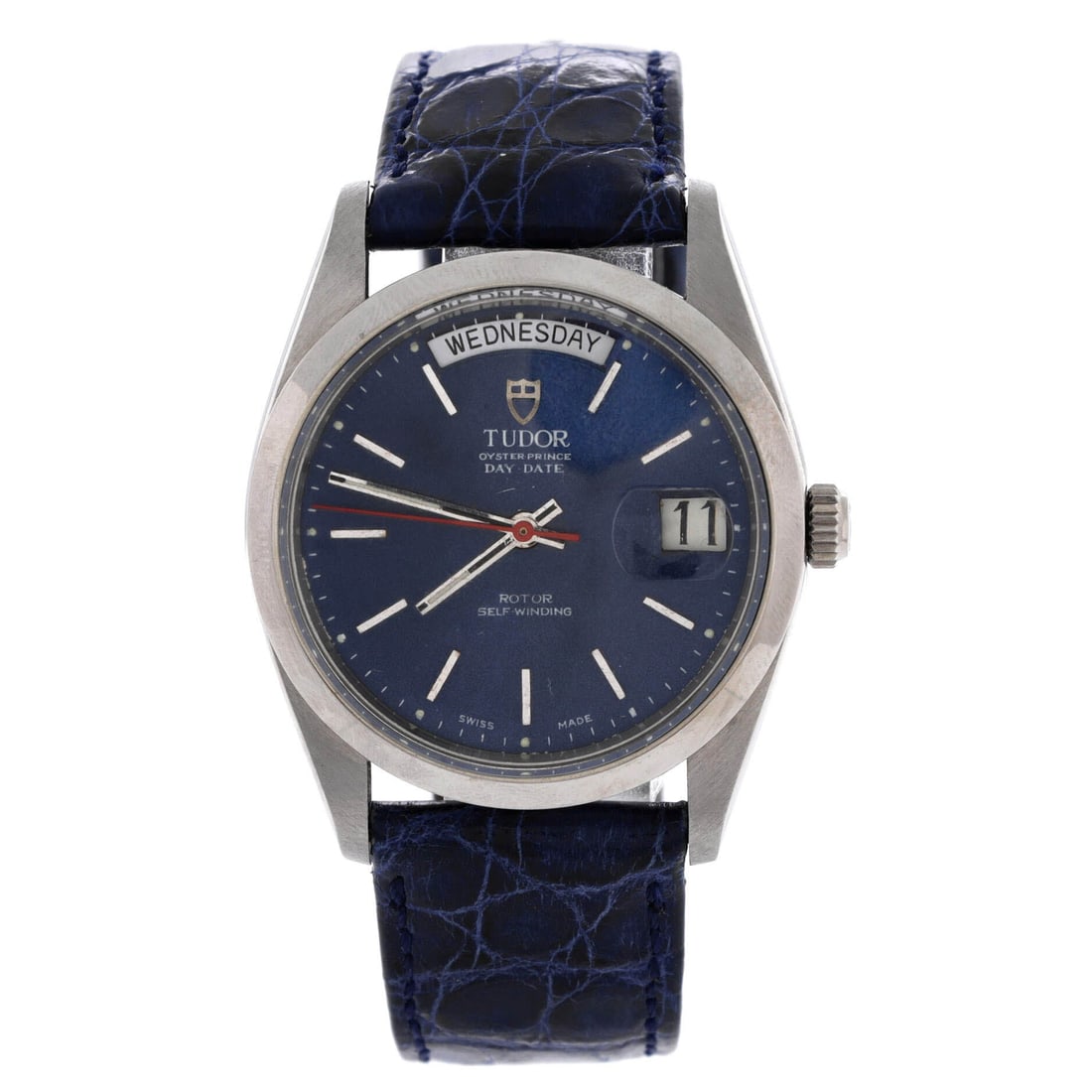 Tudor Prince Day-Date Automatic Watch Stainless Steel and Alligator 36: Rendered in polished metal, the Tudor Prince Day-Date Automatic Watch carries its dial with editorial calm and sport-watch confidence. Worked in Stainless Steel and Alligator. The case proportion land