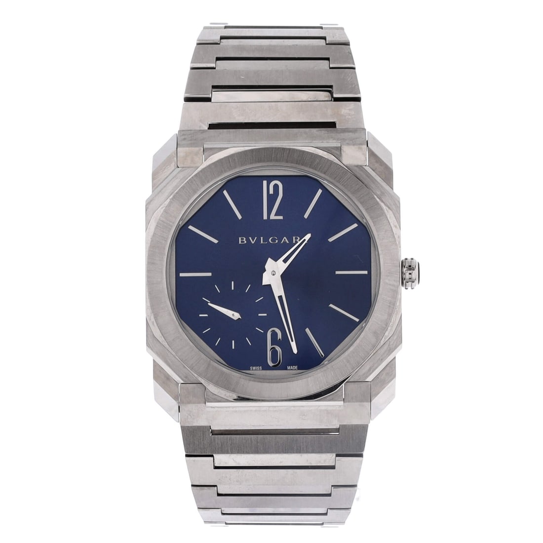 Bvlgari Octo Finissimo Automatic Watch Stainless Steel 40: Rendered in polished metal, the Bvlgari Octo Finissimo Automatic Watch translates tool-watch heritage into daily-wear polish. Worked in Stainless Steel. The case proportion lands in the modern unisex 