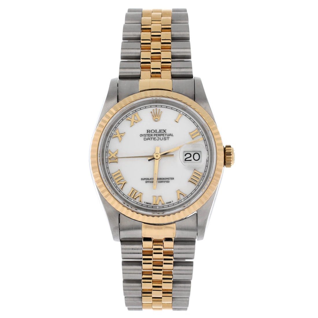 Rolex Oyster Perpetual Datejust Automatic Watch Stainless Steel and Yellow Gold 36: House-polished, the Rolex Oyster Perpetual Datejust Automatic Watch pairs a measured case profile with the kind of bracelet articulation that holds the wrist comfortably. Worked in Stainless Steel and