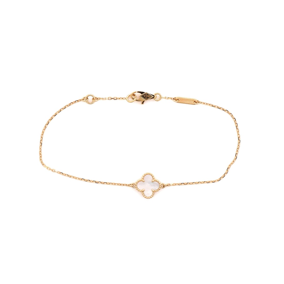 Van Cleef & Arpels Sweet Alhambra Bracelet 18K Yellow Gold and Mother of Pearl: Articulation-first, the Van Cleef & Arpels Sweet Alhambra Bracelet carries motion across the wrist while keeping a refined profile. Worked in 18K Yellow Gold and Mother of Pearl. The wrist fit is tune