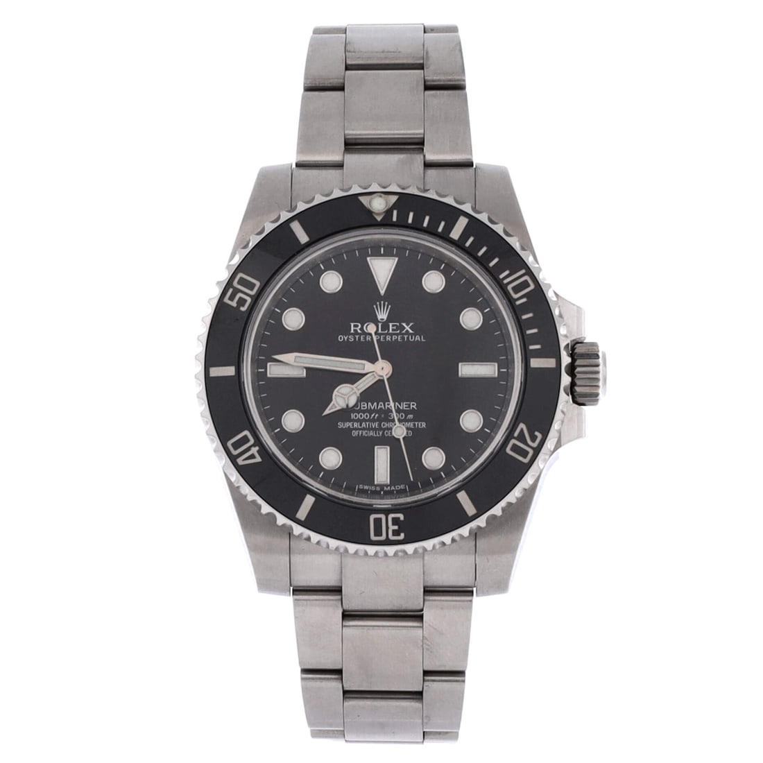 Rolex Oyster Perpetual Submariner Automatic Watch Stainless Steel and Cerachrom 40: Cased in polished metal, the Rolex Oyster Perpetual Submariner Automatic Watch balances daily wearability with collector pedigree. Worked in Stainless Steel and Cerachrom. On the wrist it carries the 