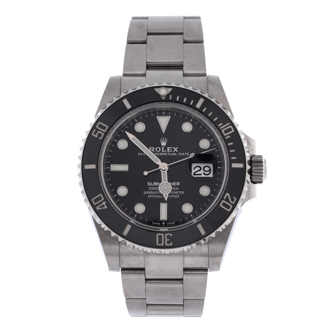 Rolex Oyster Perpetual Submariner Date Automatic Watch Stainless Steel and Cerachrom 41: Case-architected, the Rolex Oyster Perpetual Submariner Date Automatic Watch rewards a longer look at the dial and a confident glance at the bracelet. Worked in Stainless Steel and Cerachrom. On the w