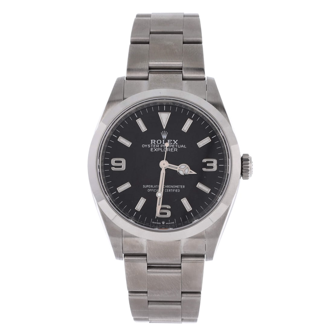 Rolex Oyster Perpetual Explorer Automatic Watch Stainless Steel 36: Measurably present, the Rolex Oyster Perpetual Explorer Automatic Watch layers movement, dial, and bracelet into one fluent silhouette. Worked in Stainless Steel. The case proportion lands in the mode