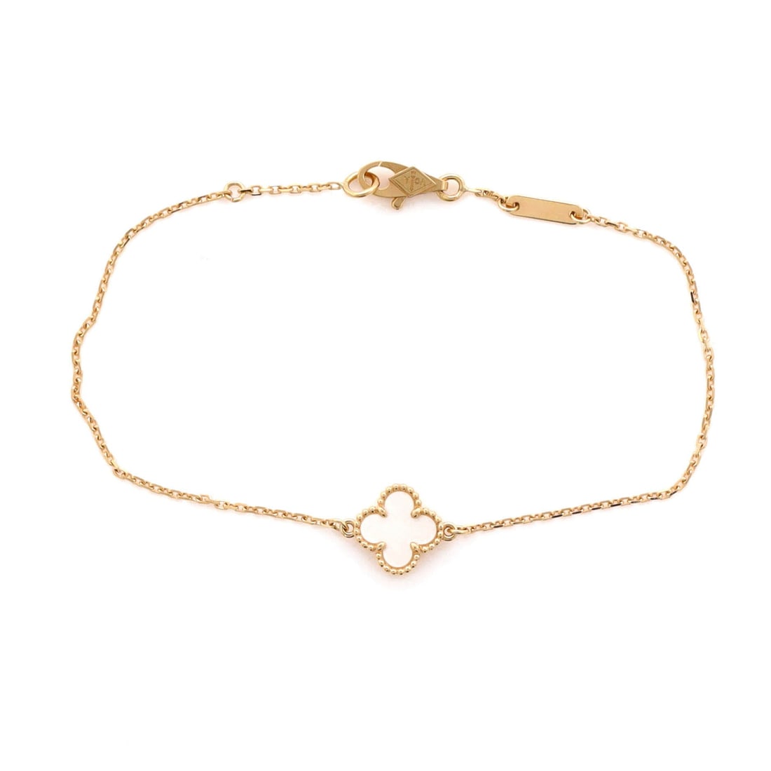 Van Cleef & Arpels Sweet Alhambra Bracelet 18K Yellow Gold and Mother of Pearl: Built to wear, the Van Cleef & Arpels Sweet Alhambra Bracelet carries motion across the wrist while keeping a refined profile. Worked in 18K Yellow Gold and Mother of Pearl. The wrist fit is tuned for