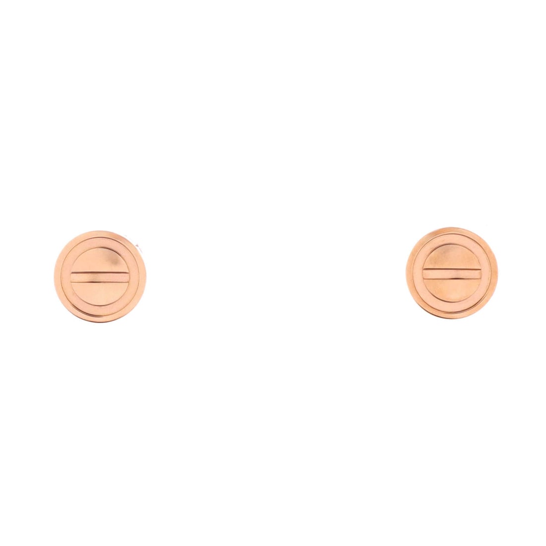 Cartier Love Stud Earrings 18K Rose Gold: Paired with poise, the Cartier Love Stud Earrings threads a discreetly captivating drop. Worked in 18K Rose Gold. Sized at 7.2 by 7.2 inches, the proportion reads as deliberate without being oversized