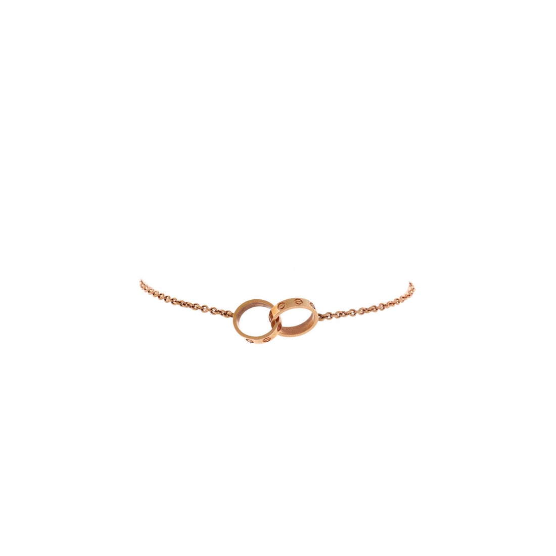 Cartier Love Interlocking Bracelet 18K Rose Gold: Built to wear, the Cartier Love Interlocking Bracelet carries motion across the wrist while keeping a refined profile. Worked in 18K Rose Gold. The wrist fit is tuned for daily wear, easy to slide on 