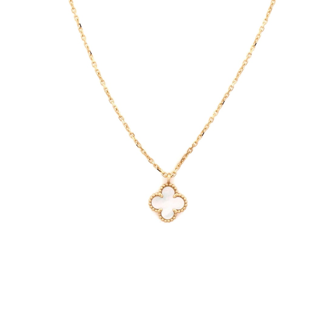 Van Cleef & Arpels Sweet Alhambra Pendant Necklace 18K Yellow Gold and Mother of Pearl: Architecturally restrained, the Van Cleef & Arpels Sweet Alhambra Pendant Necklace balances proportion with a piece-of-jewelry confidence. Worked in 18K Yellow Gold and Mother of Pearl. Its proportion
