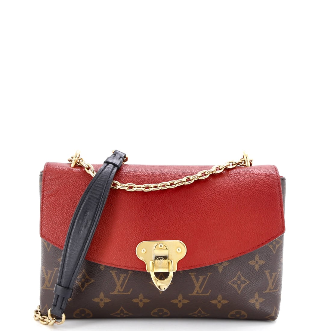 Louis Vuitton Saint Placide Handbag Monogram Canvas and Leather: Metalwork on this Louis Vuitton Saint Placide Handbag sits at the center of the design, sized to the proportions the house routinely insists on. A luminous brown, red palette carries the read, finishe