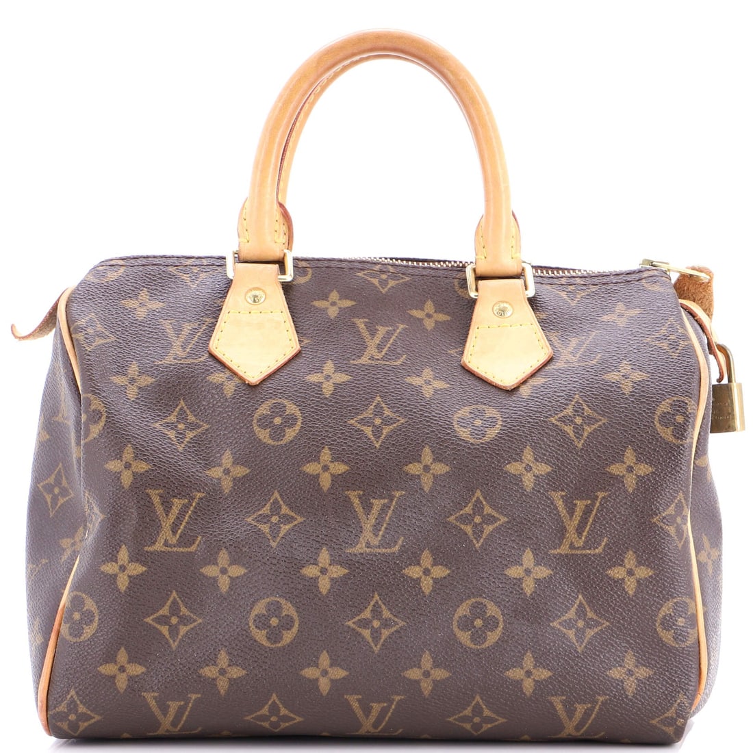 Louis Vuitton Speedy Handbag Monogram Canvas 25: The Louis Vuitton Speedy Handbag reads as part of a continuing house conversation rather than a standalone moment. A luminous brown palette carries the read, finished in Monogram, the canvas Georges