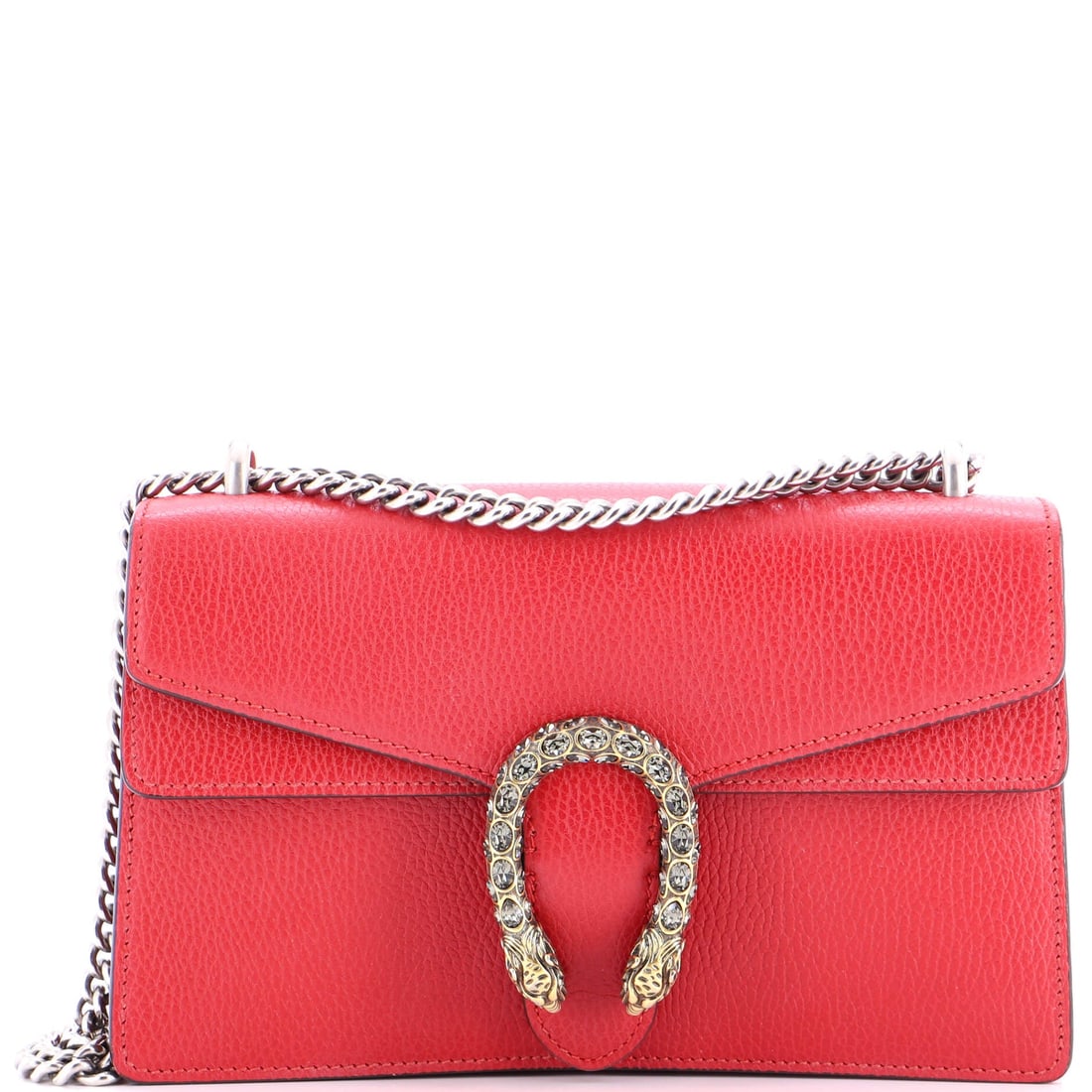 Gucci Dionysus Bag Leather Medium: Gucci's Dionysus Bag leans on its hardware, the fittings rendered with the polish that anchors the house silhouette. In red, the silhouette reads modern without effort, sized to carry the color rather