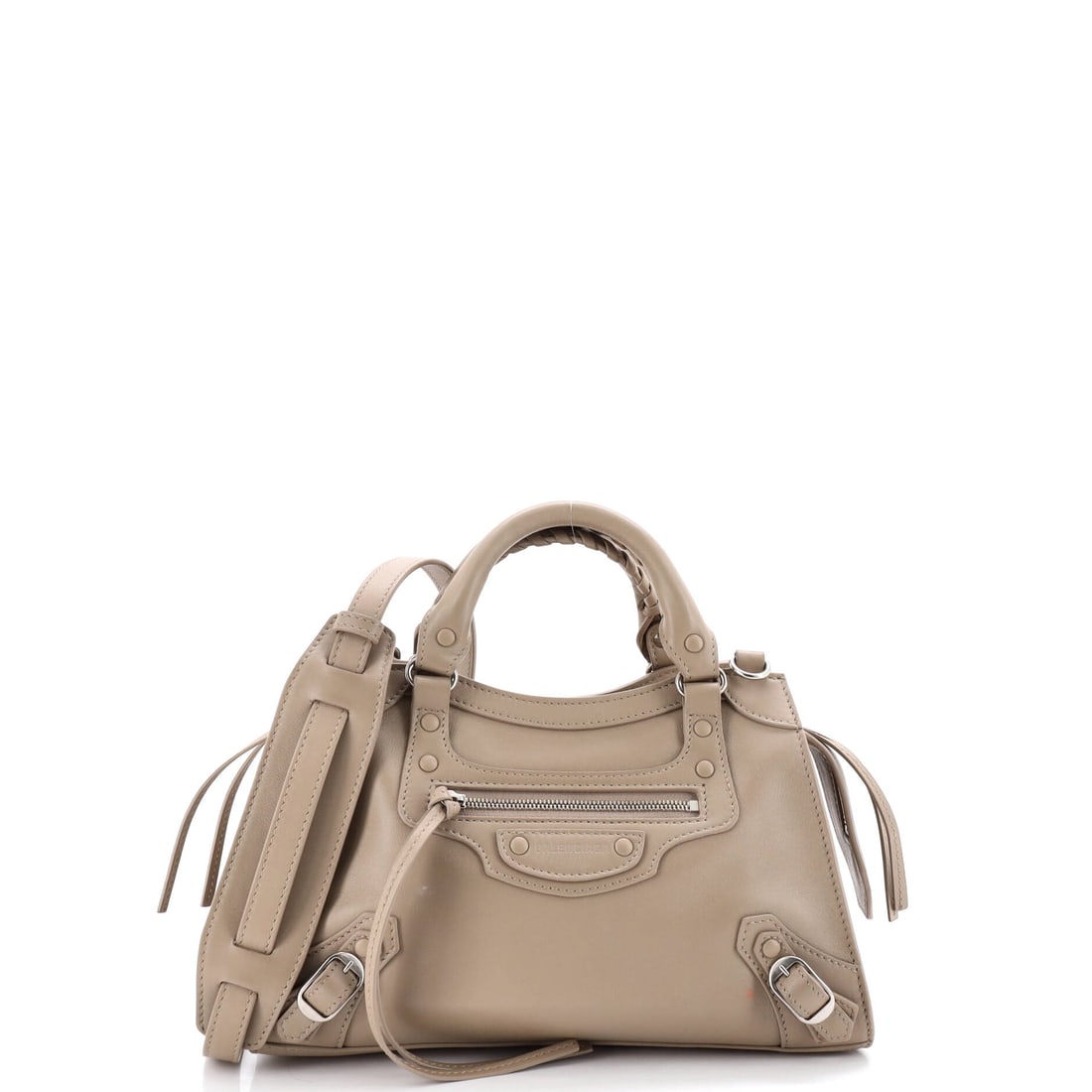 Balenciaga City Classic Studs Bag Leather Mini: Balenciaga's City Classic Studs Bag earns its keep inside, the layout reading higher in pocket count than the silhouette suggests. A clean, editorial neutral pulls the eye first, the kind of palette t