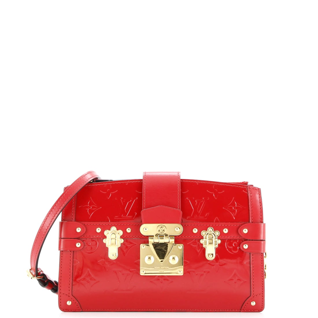 Louis Vuitton Trunk Clutch Vernis: Catch the Louis Vuitton Trunk Clutch in good light and the hardware does the rest, finished to the standard that built the house's reputation. A luminous red palette carries the read, sized to carry