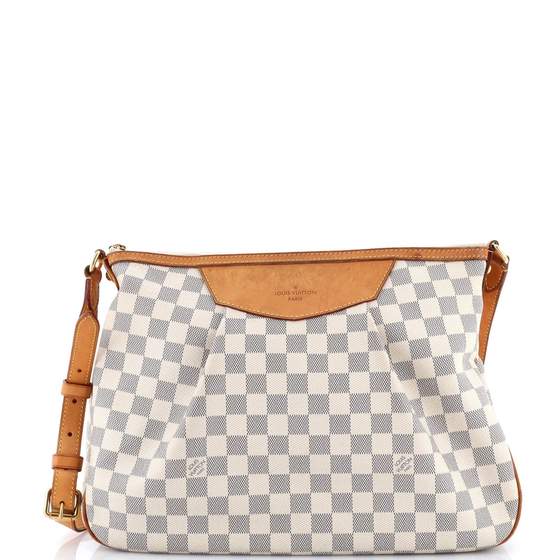 Louis Vuitton Siracusa Handbag Damier MM: Louis Vuitton's Siracusa Handbag earns its first impression from the leather itself, damier doing work the photograph cannot. Cast in a saturated white, cut from Damier, Vuitton's checkerboard canvas